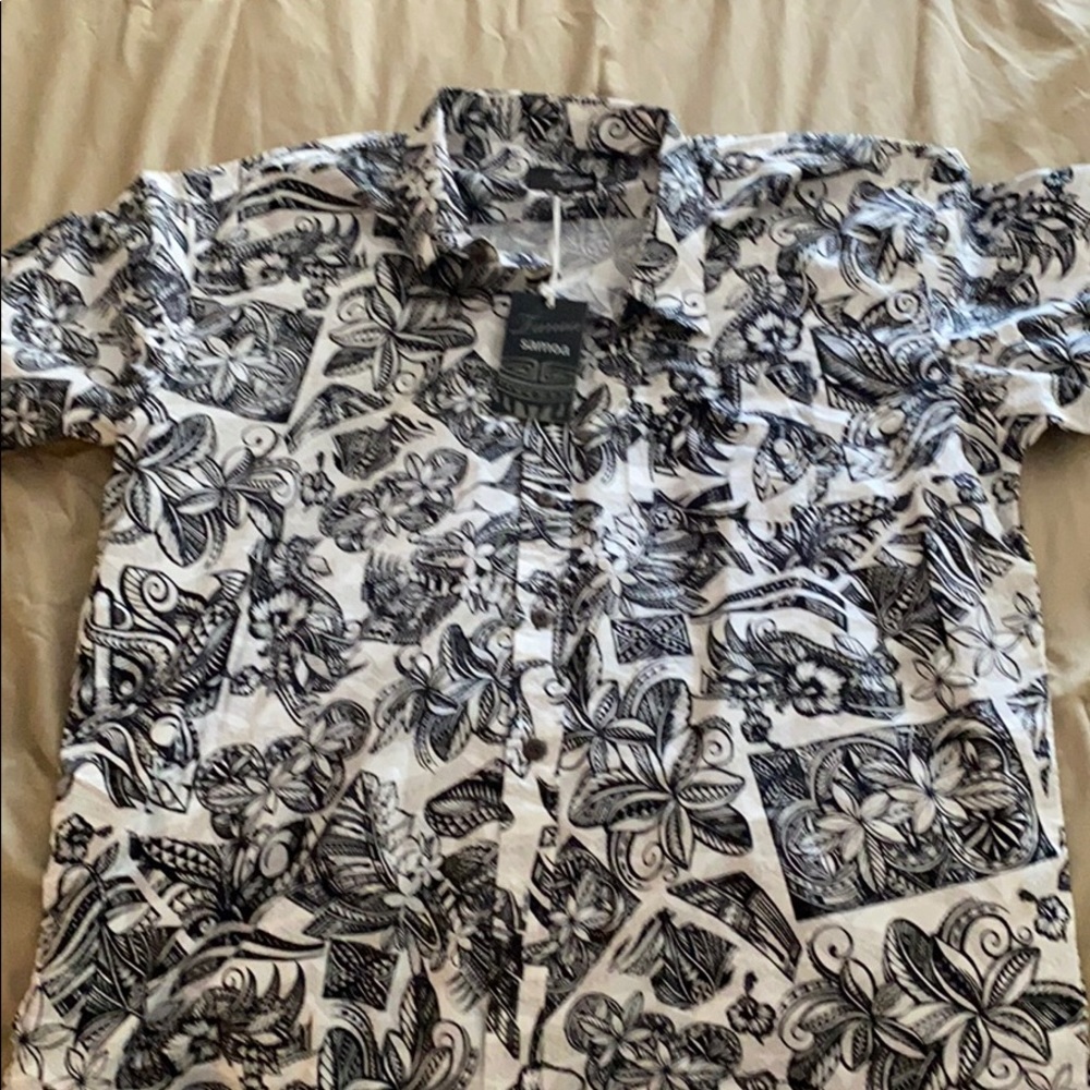 Samoan print short sleeve button down shirt
